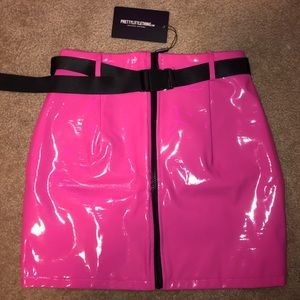 PLT pink vinyl skirt
